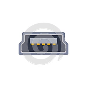 USB mini B pc universal connector icon. Vector graphic illustration of Port in flat style.