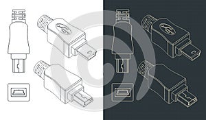 USB mini male plug blueprints