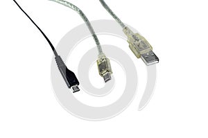 USB, mini-USB and micro-USB connectors isolated on white