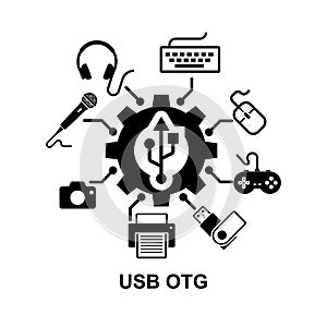 USB OTG icon. OTG concept isolated on white background