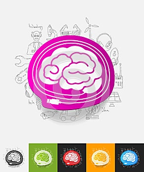 Usb paper sticker with hand drawn elements