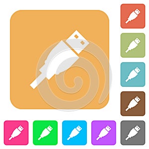 USB plug rounded square flat icons