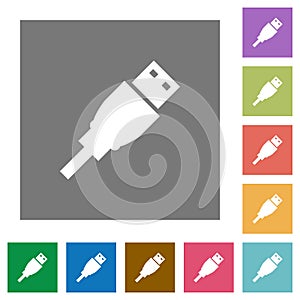 USB plug square flat icons