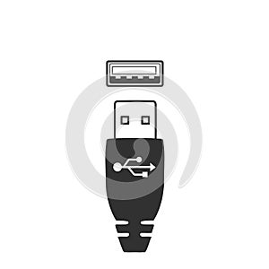 USB port and connector, male female connection. Stock Vector illustration isolated on white background