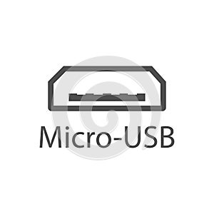 Usb port icon. Micro-USB sign. Vector illustration, flat design
