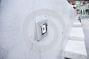 USB ports electronic plug on cement wall