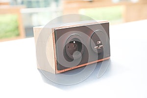 USB ports electronic plug on cement wall