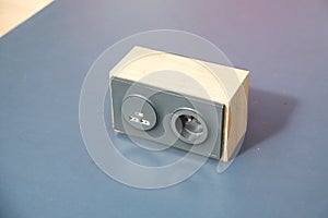 USB ports electronic plug on cement wall