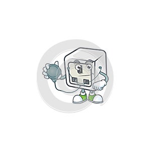 USB power socket mascot icon design as a Doctor working costume with tools