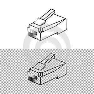 Network and ethernet cable. RJ45 Modular plugs for solid Cat5, RJ45 Female. Vector illustration EPS 10.