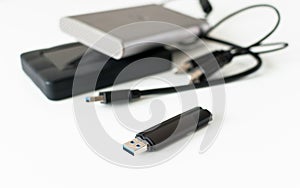 Usb stick and external hard discs photo