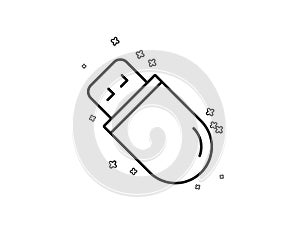 Usb stick line icon. Computer memory component sign. Data storage. Vector