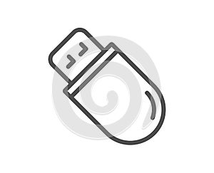 Usb stick line icon. Computer memory component sign. Data storage. Vector