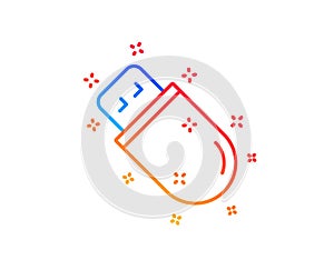 Usb stick line icon. Computer memory component sign. Data storage. Vector