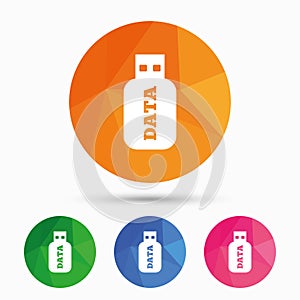 Usb Stick sign icon. Usb flash drive button.