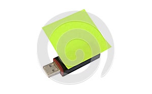 Usb with sticker note isolated