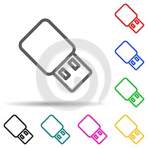 USB storage multi color style icon. Simple thin line, outline vector of web icons for ui and ux, website or mobile application
