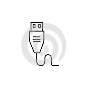 USB super speed connector cable line art vector icon for apps and websites, USB cable icon