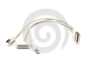 A USB A to Apple lightning, flat and USB micro B cable