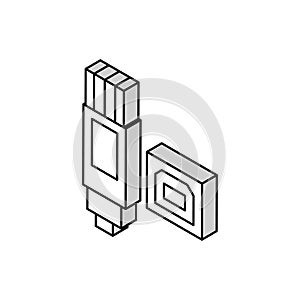 usb type b isometric icon vector illustration
