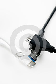 Usb type b and type c isolated on white background