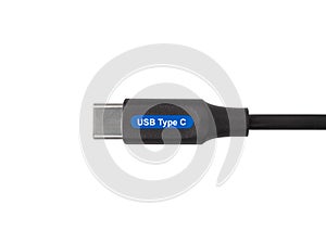 USB Type C cable, Type-C connector cable on white background, power charger cable of mobile phone
