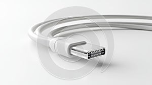 USB Type-C charging cable on white background for fast charging and data transfer