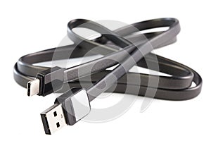 USB type c Data & Power Cable isolated on White Background. Close up photo