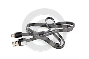 USB type c Data & Power Cable isolated on White Background. Close up