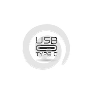 USB type c icon with shadow