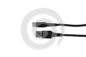 USB Type C and USB 3.0 closeup on white background, macro