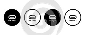 Usb Type C vector icon set. Usb disk simbol. Usb flash sign