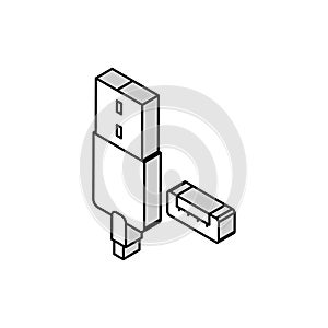 usb type a isometric icon vector illustration