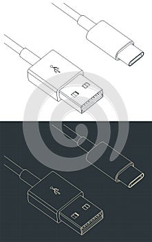 USB type-A to USB type-C cable blueprints