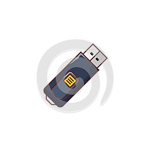 USB vector line flat icon