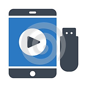 USB glyph color flat vector icon