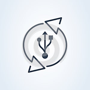Usb vector icon. recover and reset. vector symbol