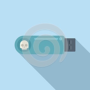 Usb virus data icon flat vector. Hacker error