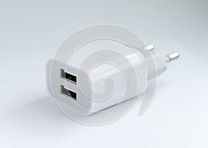 Usb wall charger plug isolated on a white