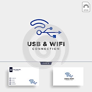 usb wifi connection communication creative logo template vector illustration