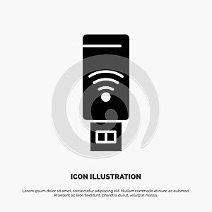 Usb, Wifi, Service, Signal Solid Black Glyph Icon