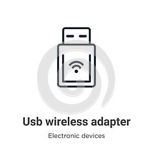 Usb wireless adapter outline vector icon. Thin line black usb wireless adapter icon, flat vector simple element illustration from