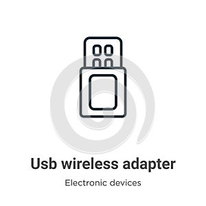 Usb wireless adapter outline vector icon. Thin line black usb wireless adapter icon, flat vector simple element illustration from