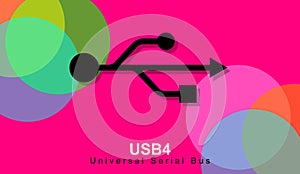 USB4 Telecommunications. Multiple data and display protocols. Technological symbol in stylish. Data transfer technology.