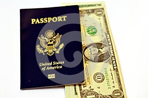 USD American dollars with The United States of American passport, passports are issued to the American citizens and nationals,