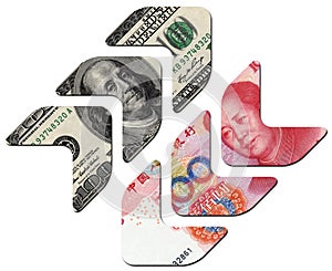 USD UP and RMB DOWN, financial concept