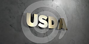 Usda - Gold sign mounted on glossy marble wall - 3D rendered royalty free stock illustration