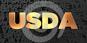 Usda - Gold text on black background - 3D rendered royalty free stock picture