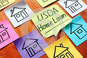 USDA home loan and drawn homes on a paper