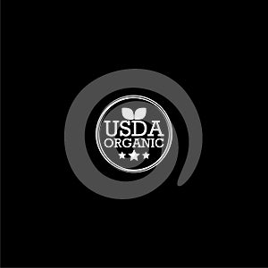 USDA organic certified icon isolated on dark background photo